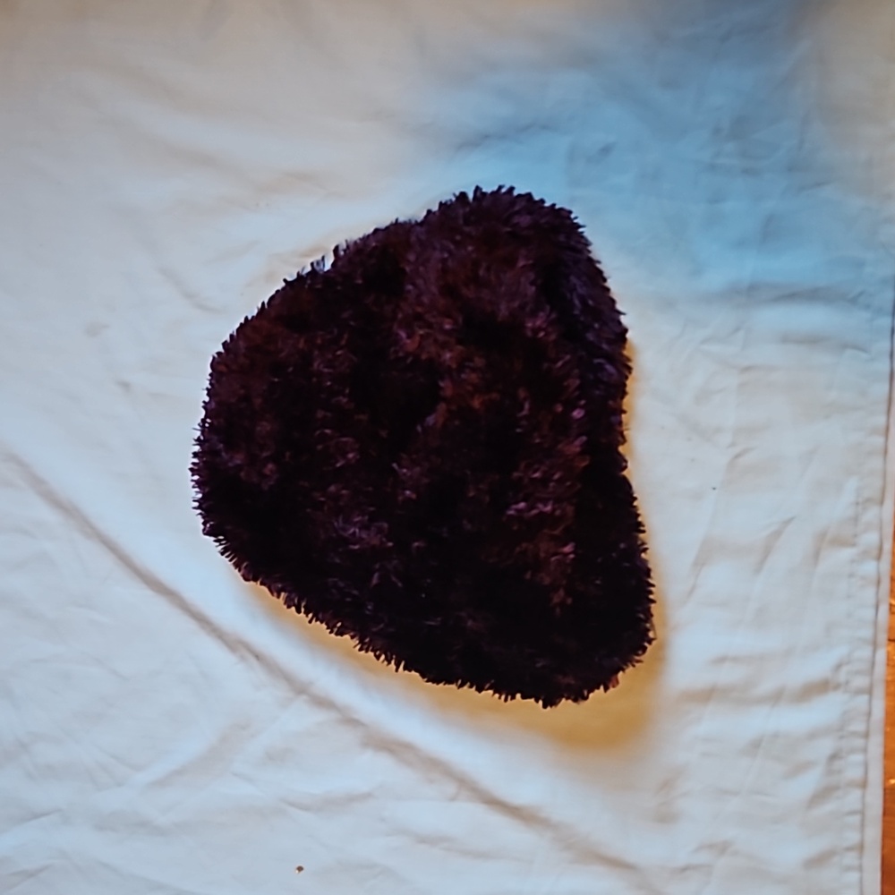 Purple fuzzy hat